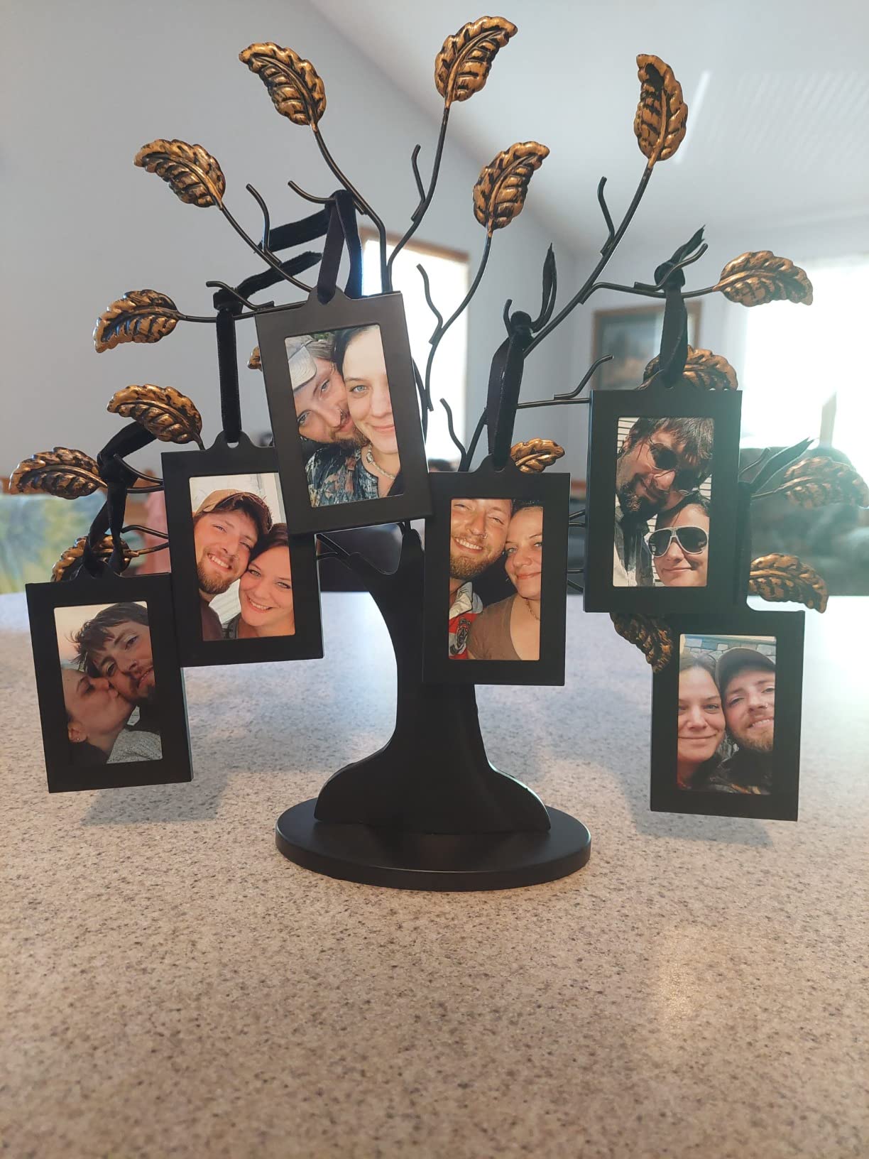 Americanflat Family Tree Picture Frame - Includes 12 Hanging 2x3 Picture Frames - Adjustable Ribbon Tassels - Ideal as Mother's Day Gifts or Christmas Decor - Black and Bronze customer photo 1