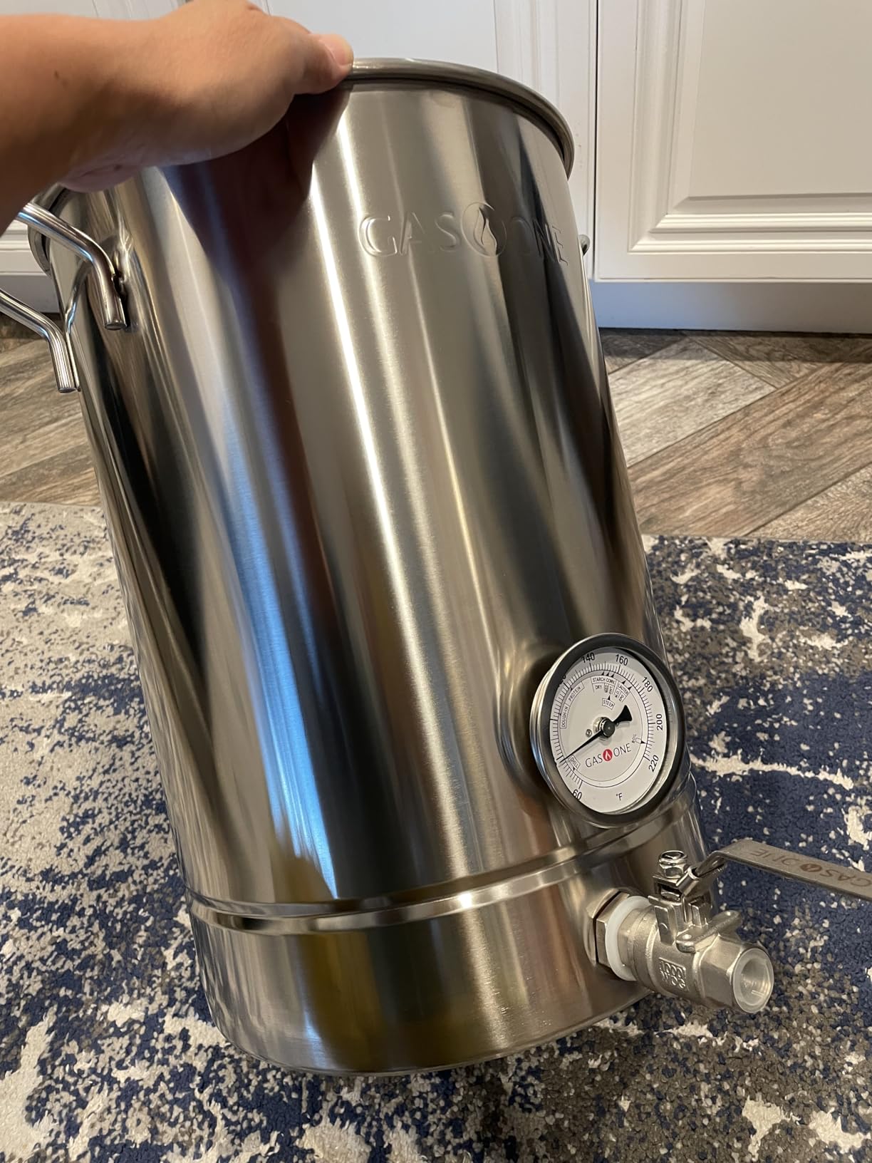 GasOne 10 Gallon Stainless Steel Home Brew Kettle Pot Pre Drilled 4 PC Set 40 Quart Tri Ply Bottom for Beer Brewing Includes Stainless Steel Lid, Thermometer, Ball Valve Spigot customer photo 1