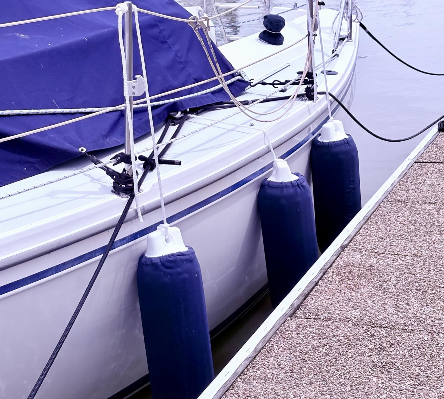 VIVOHOME Vinyl Ribbed Boat Fenders 4 Pack, Boat Bumpers with Ropes, Needles, and Pump to Inflate Fit for Yachts, Sailing Dinghies, Bass Boats, Black customer photo 2