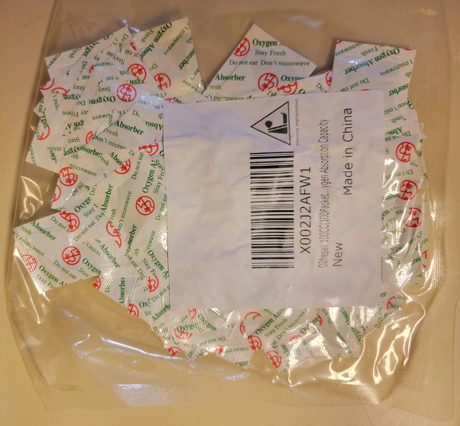 O2frepak 200CC (100-Pack) Food Grade Oxygen Absorbers Packets For Food Storage, Oxygen Absorbers Storage Packets With Oxygen Indicator In Vacuum Bag And 3 Times Oxygen Absorption Capacity customer photo 2