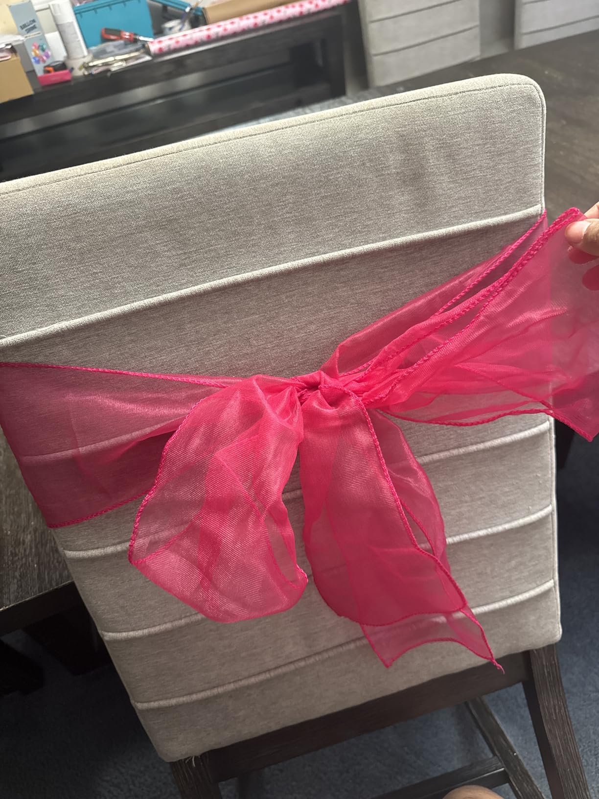 Elegant Organza Chair Sashes Sheer Fabric Sashes for Weddings, Parties, and Special Events - Pack of 10 Pieces, Champagne customer photo 1