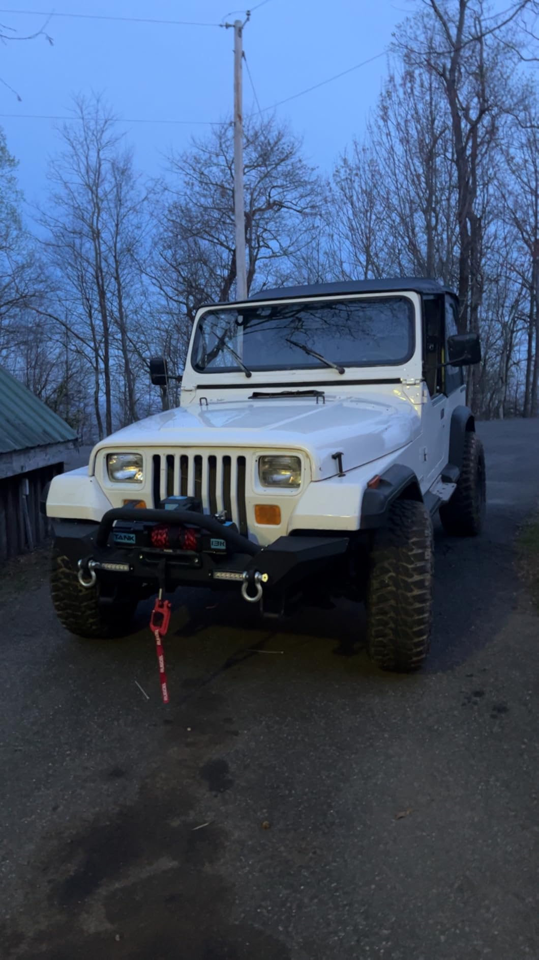 ECOTRIC Front Bumper Compatible with 1987-2006 Jeep Wrangler TJ YJ with Winch Plate D-Ring and 2 LED Lights Black Rock Crawler Heavy Duty customer photo 2