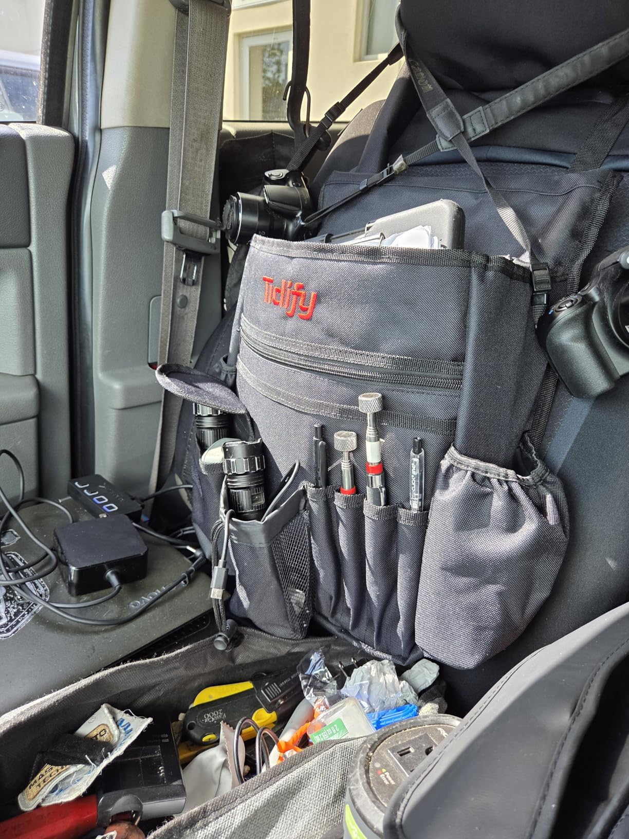 Tidify Car Front Seat Organizer [2025 UPDATED] with Dedicated Tablet and Laptop Storage Stabilizing Side Straps Soft Adjustable Shoulder Strap and Hardened Buckles Your Office Away from Office customer photo 2