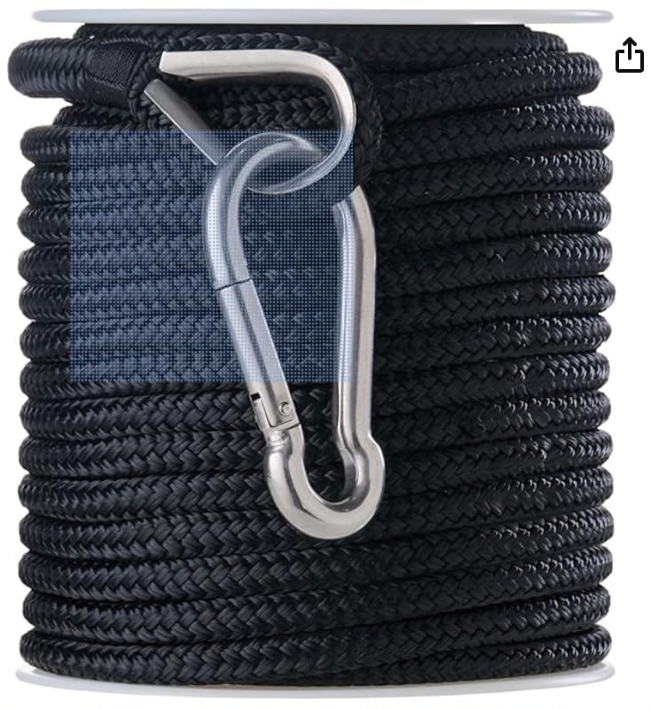 RainierSupplyCo Boat Anchor Rope - Double Braided Marine Rope Anchor Line - 100/150 / 200/300 ft Nylon Boating Line with 316 Stainless Steel Thimble and Heavy Duty Marine Grade customer photo 2