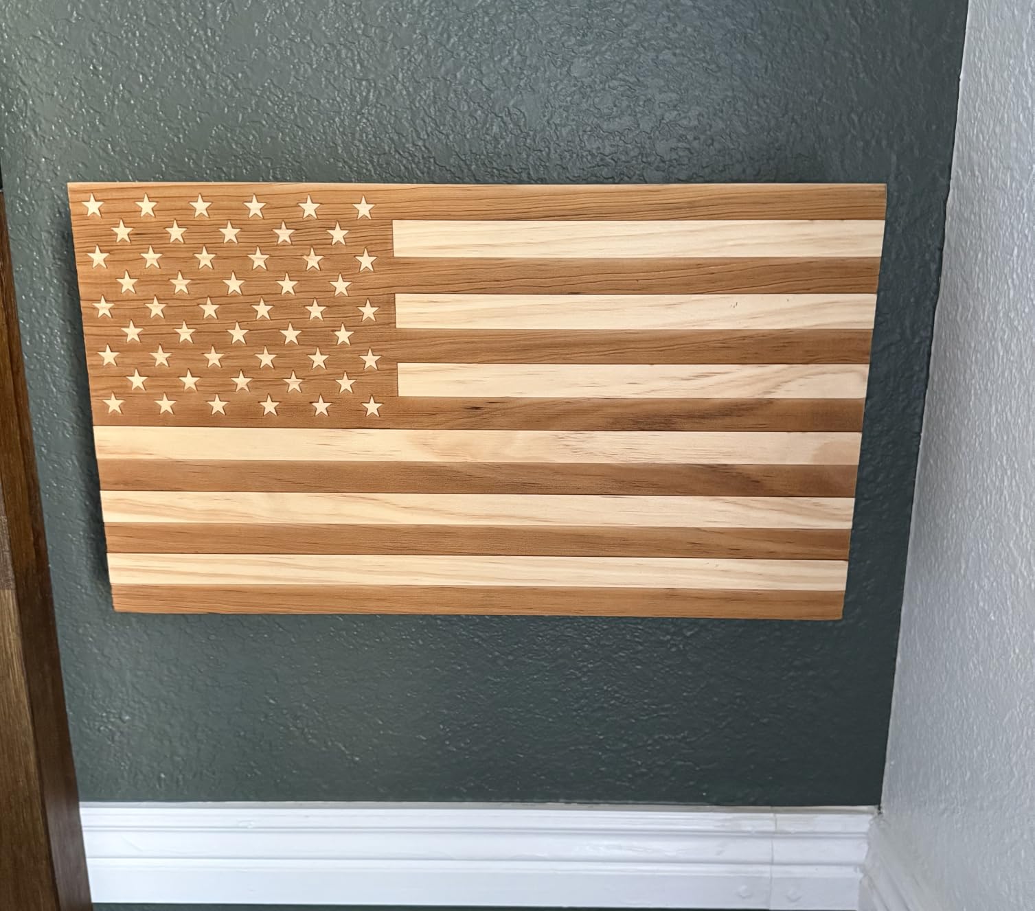 American Flag Hidden Gun Safe - Quick Access Hidden Gun Shelf - Concealment Shelf with Magnetic Lock - Wall Gun Safe for Secure Firearm Storage - Handcrafted In USA by Bellewood Designs (Natural) customer photo 1