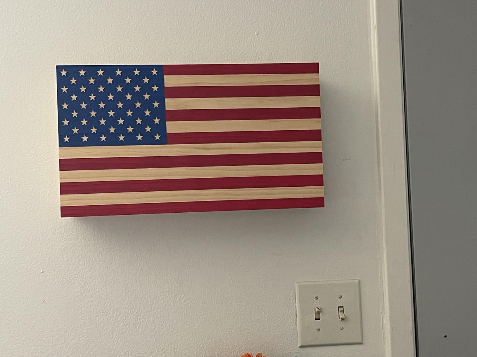American Flag Hidden Gun Safe - Quick Access Hidden Gun Shelf - Concealment Shelf with Magnetic Lock - Wall Gun Safe for Secure Firearm Storage - Handcrafted In USA by Bellewood Designs (Natural) customer photo 2