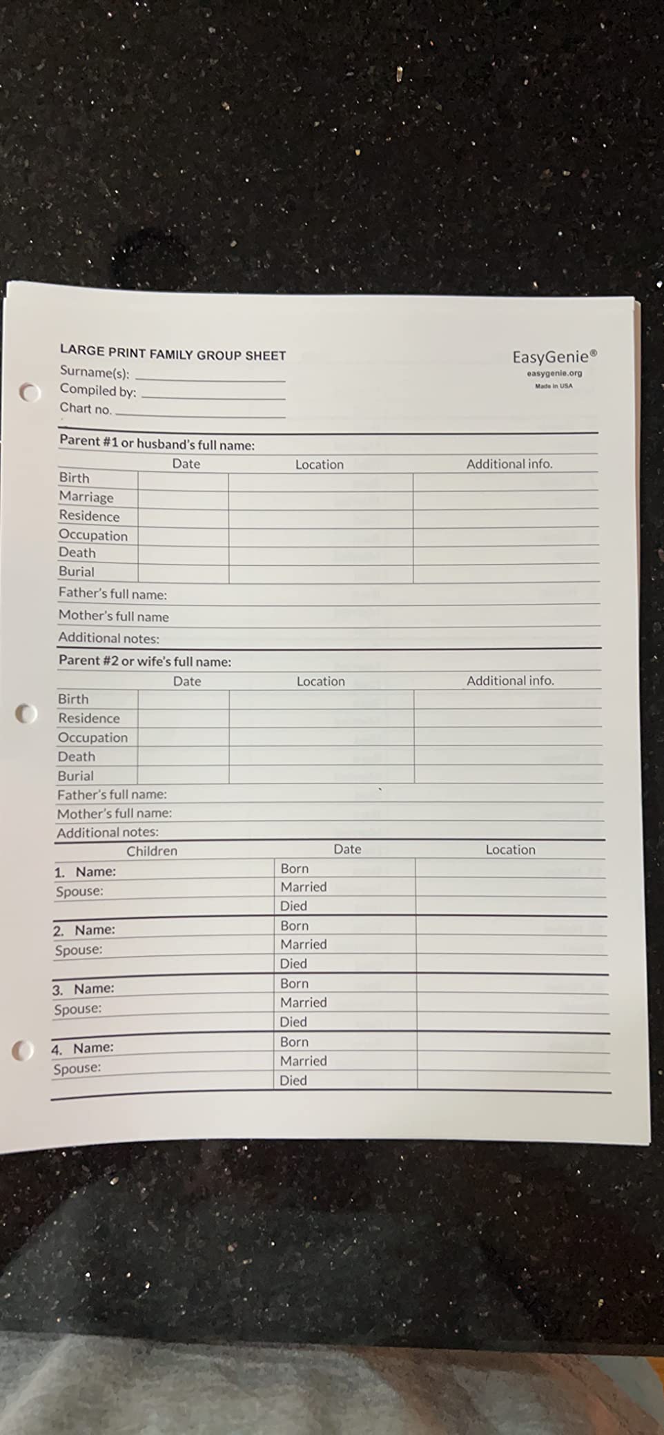 EASYGENIE LARGE PRINT Two-Sided Family Group Sheets (30 Sheets) | Archival-Quality Blank Genealogy Forms To Fill In customer photo 1