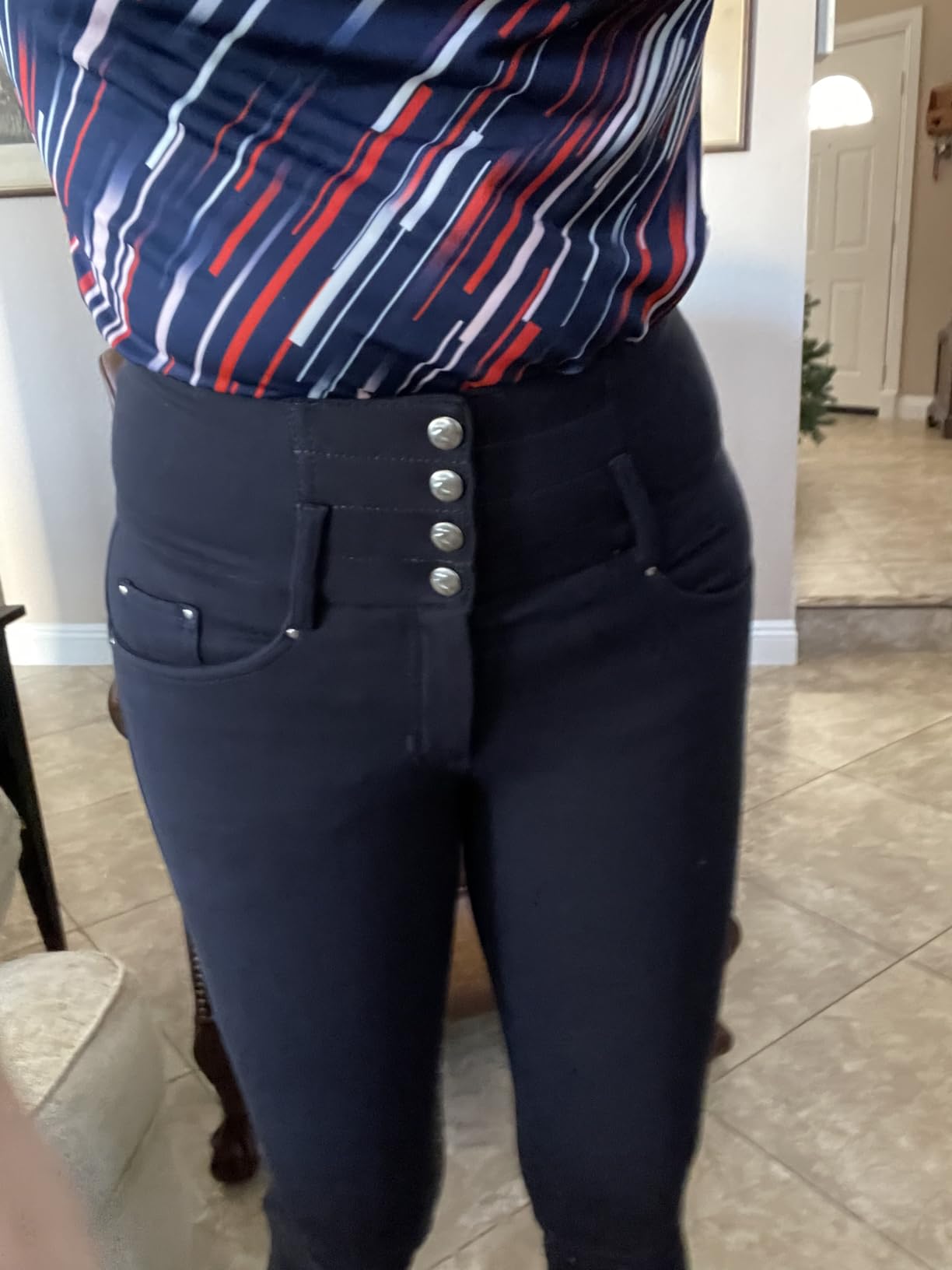 HORZE Women's Tara Full Seat Silicone Grip Breeches | Stretchable, High Waist with 4 Pockets customer photo 1