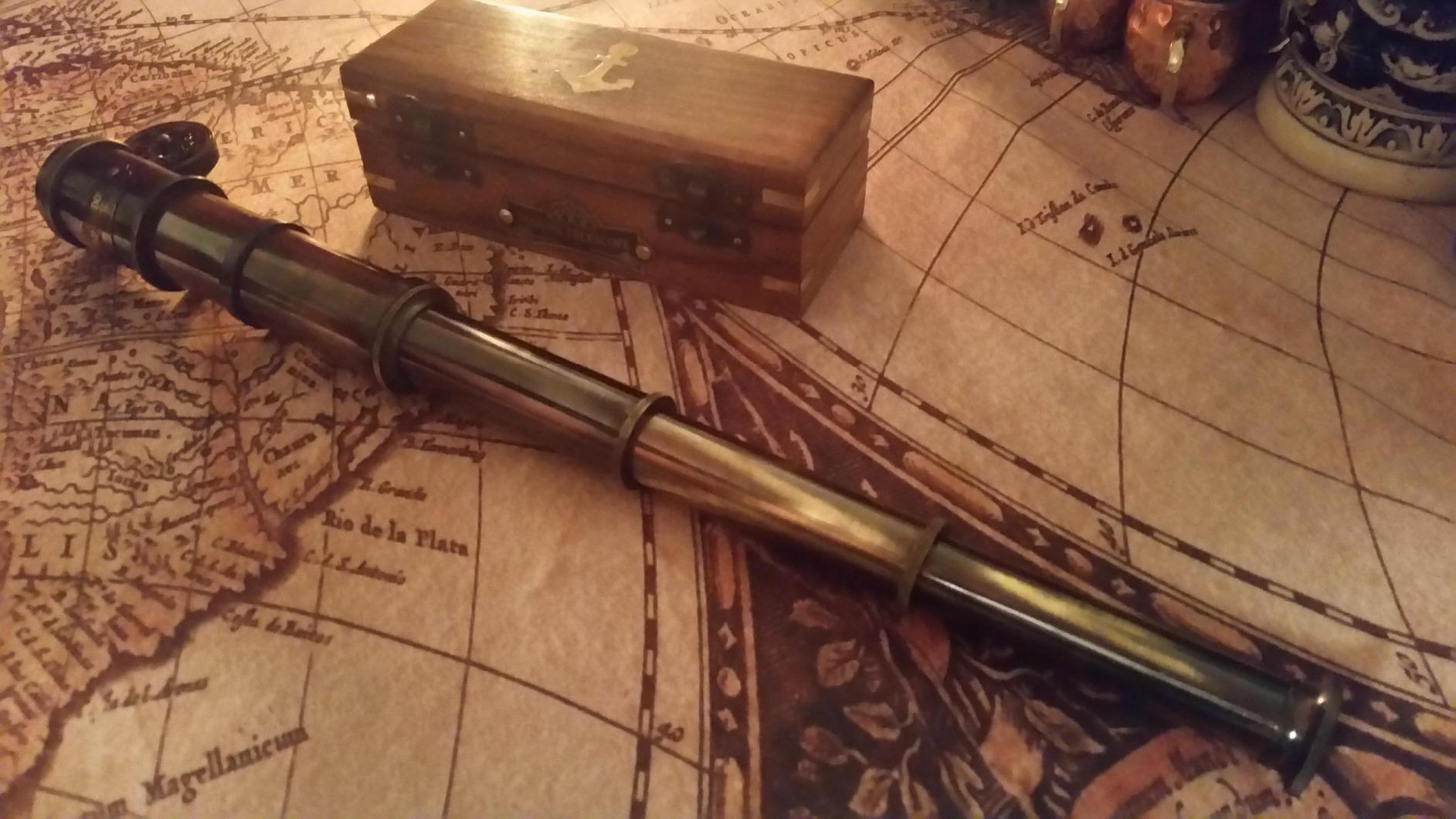 Vintage Brass Spyglass Telescope - Handheld Nautical Captain's Pirate Telescope with Wooden Box - Antique Maritime Collectible customer photo 1