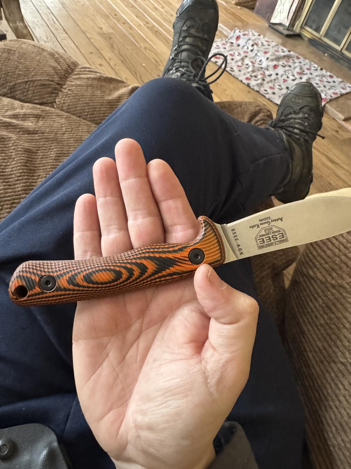 ESEE Knives Ashley Game Hunting Skinning Knife w/Sheath, Made in USA (Orange/Leather Sheath) customer photo 1