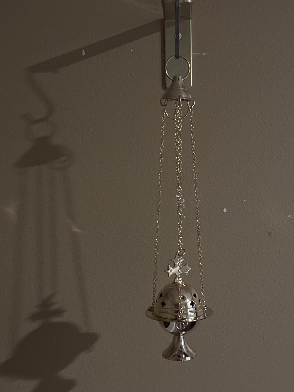 Needzo High Polished Brass Cross Design Hanging Church Thurible Censer with Chain, 4 3/4 Inch customer photo 1