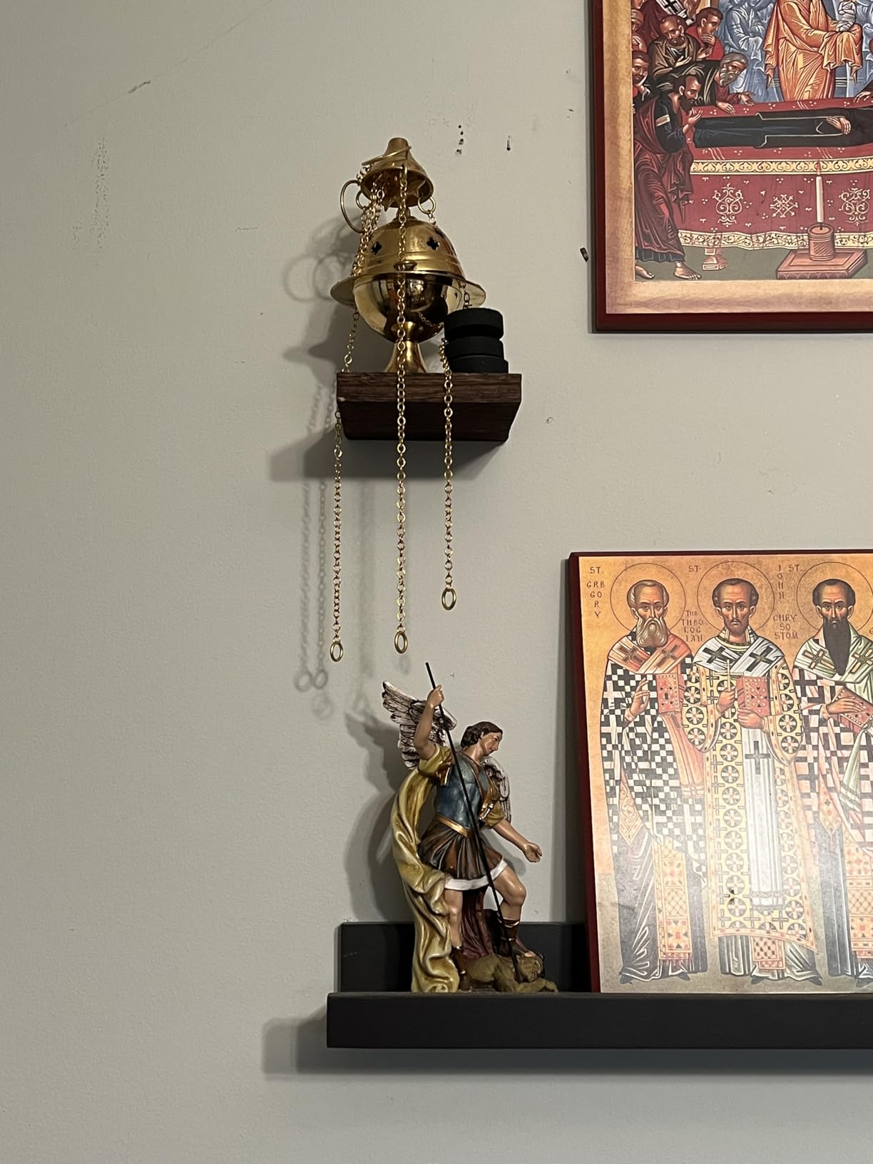 Needzo High Polished Brass Cross Design Hanging Church Thurible Censer with Chain, 4 3/4 Inch customer photo 2