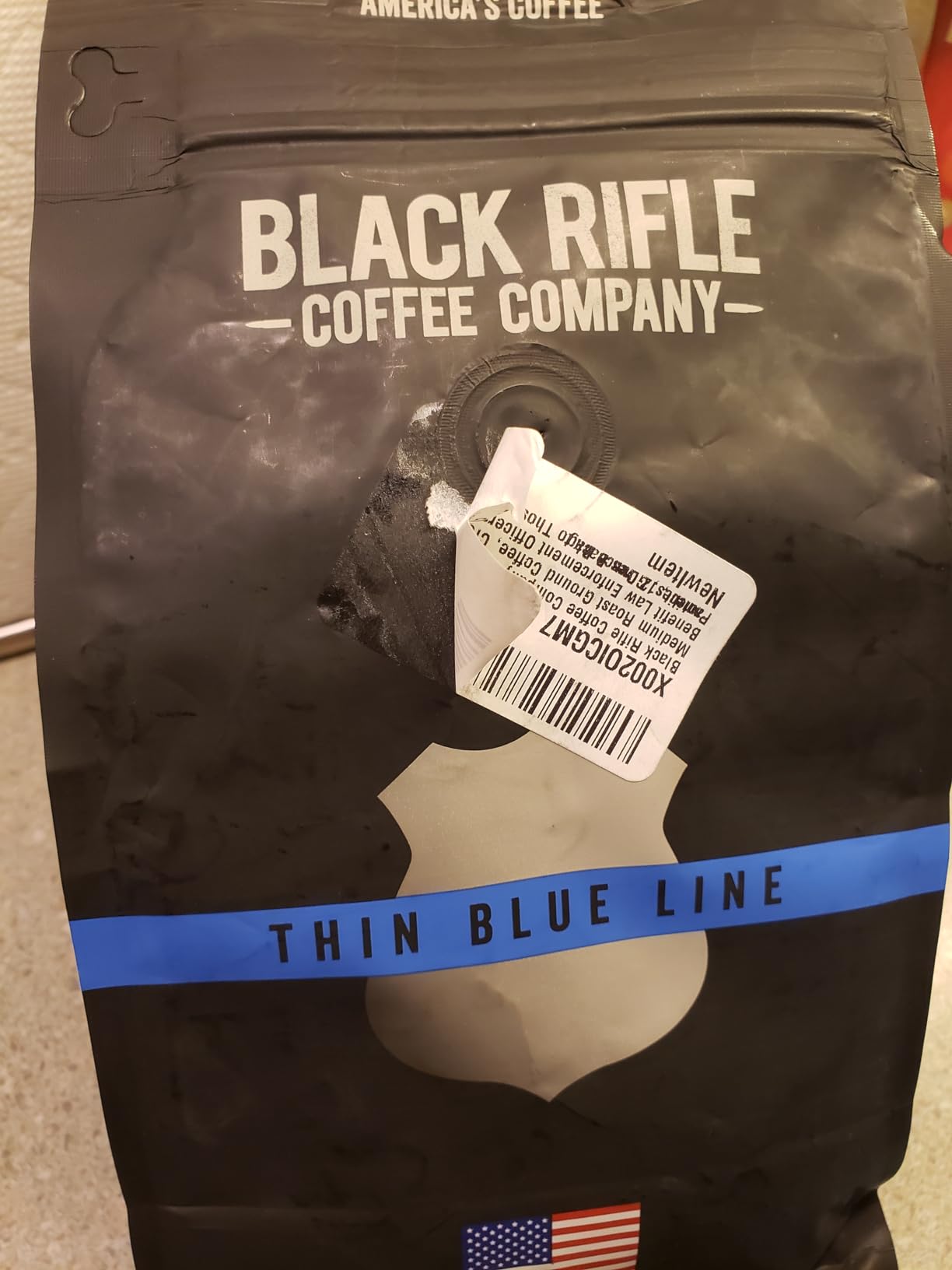 Black Rifle Coffee Company Thin Blue Line, 12oz Bag, Ground Coffee Medium Roast - Roasted Blend Made from Arabica Beans - Colombian & Brazilian Beans - Veteran Founded & American Made customer photo 2