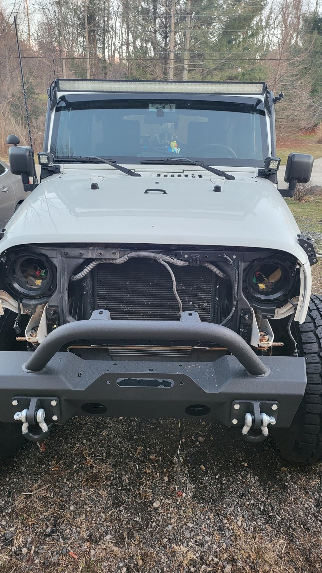 TACTIK HD Stubby Front Bumper with Bull Bar Hoop - Fits Jeep Wrangler JK 2007-2018 - Short Width - Integrated Winch and Fog Light Mounts - Heavy Duty Steel - Includes D-Rings customer photo 2