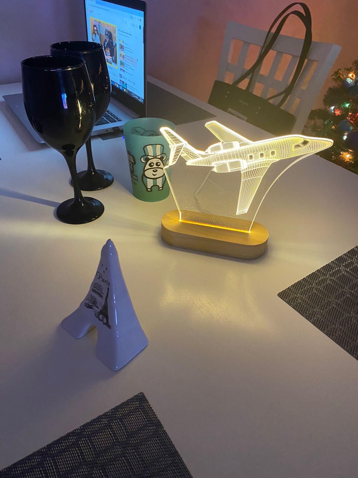 3D Illusion Airplane Night Light for Pilot Gift, Unique Aviation Gifts for Men, Dimmable Wooden LED Lamp with Remote Control for Boys Room Decor, USB Powered Bedside Table Lamp customer photo 1