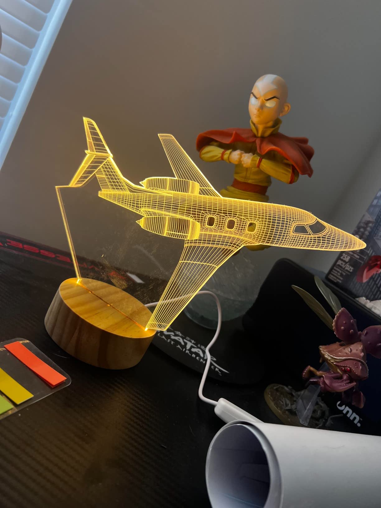3D Illusion Airplane Night Light for Pilot Gift, Unique Aviation Gifts for Men, Dimmable Wooden LED Lamp with Remote Control for Boys Room Decor, USB Powered Bedside Table Lamp customer photo 2