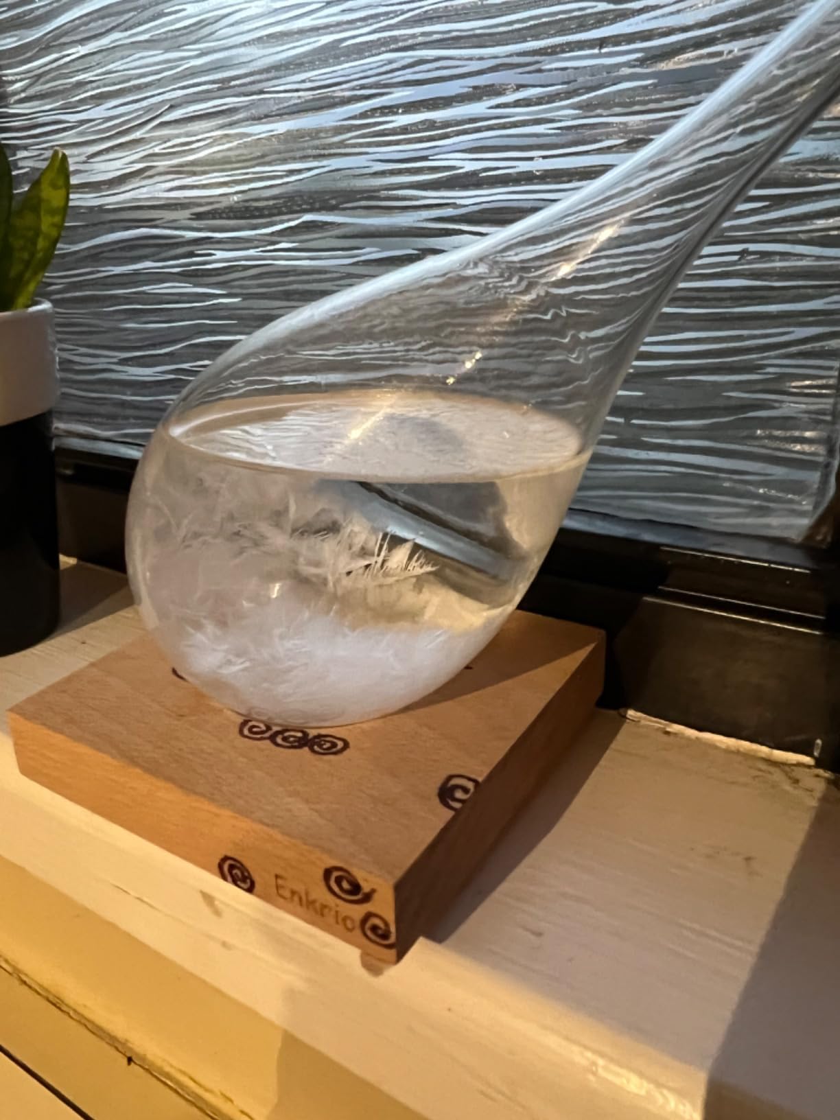 Storm Glass Weather Predictor, Barometer Bottle with Wood Base for Home & Office Decoration - Weather Station (Medium) customer photo 1