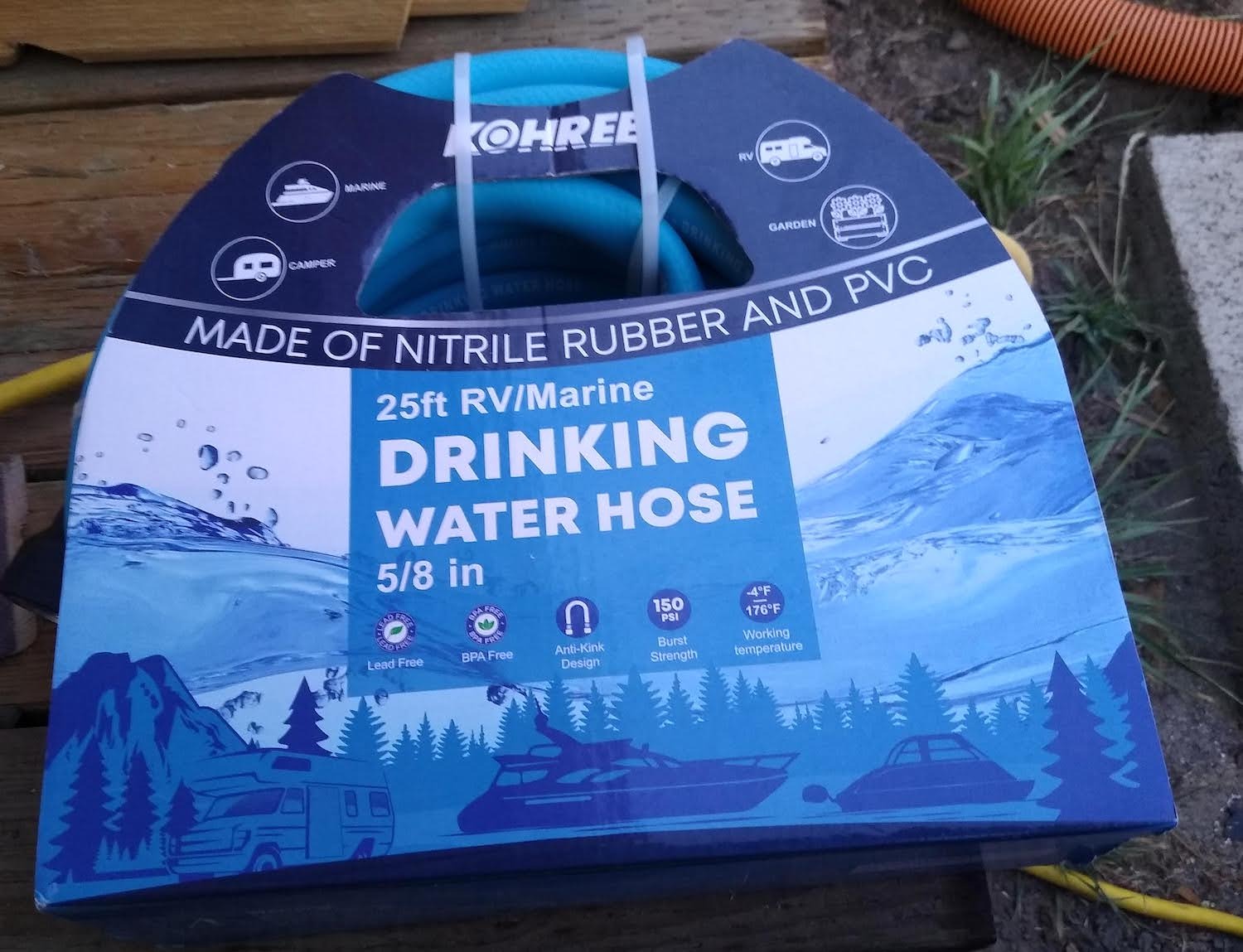 Kohree 25FT RV Water Hose with Storage Bag, 5/8'' Premium Drinking Water Hose Leak Free, No Kink and Flexible Garden Hose for RV, Camper, Truck, Car - Blue customer photo 2