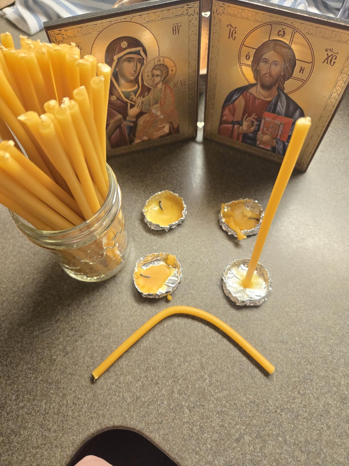 Danilovo Pure Beeswax Candles - Honey-Scented, Decorative Thin Taper Candles - Ideal for Birthday Decoration or Church Prayers - Drip Free, Tall & Smokeless Pack of 50 pcs, 6.3 x 0.2 inch customer photo 1