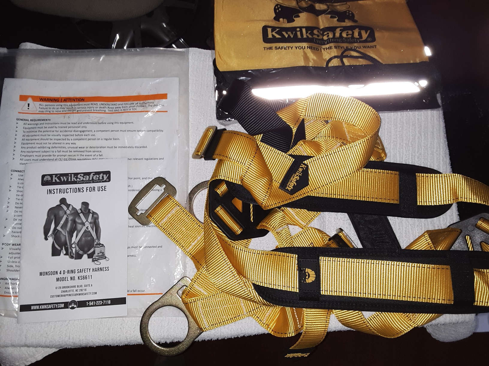 KwikSafety - Charlotte, NC - MONSOON Safety Harness [4 HEAVY DUTY D-RINGS] ANSI OSHA Safety Harness Fall Protection Kit customer photo 1