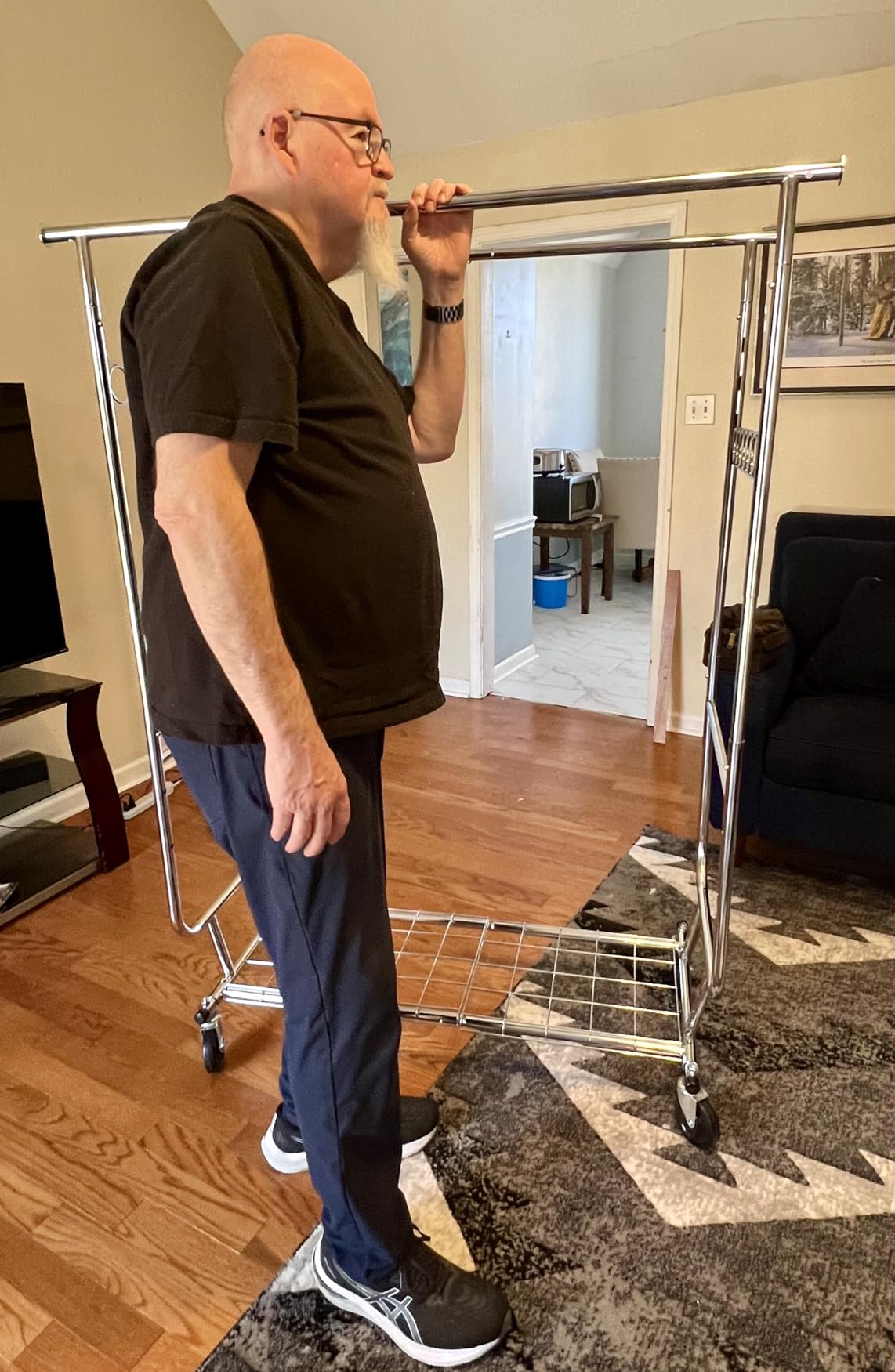 Raybee Clothes Rack Load 630LBS, Heavy Duty Clothes Rack, Rolling Clothing Racks for Hanging Clothes with Wheels, Adjustable & Commercial Garment Rack, 22