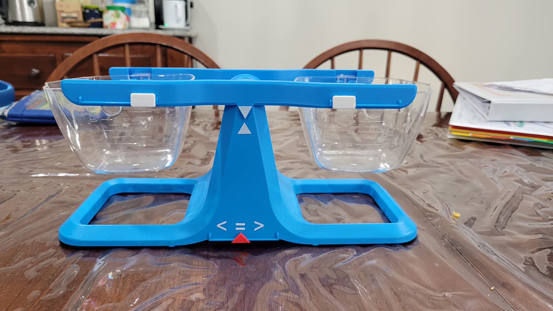 hand2mind Blue Nestable Bucket Balance, Clear Double Bucket Balance Scale for Liquids and Solids, Easy to Assemble Kids Scale, Space Saving Storage Base, Balance Scale for Classroom (Set of 1) customer photo 2