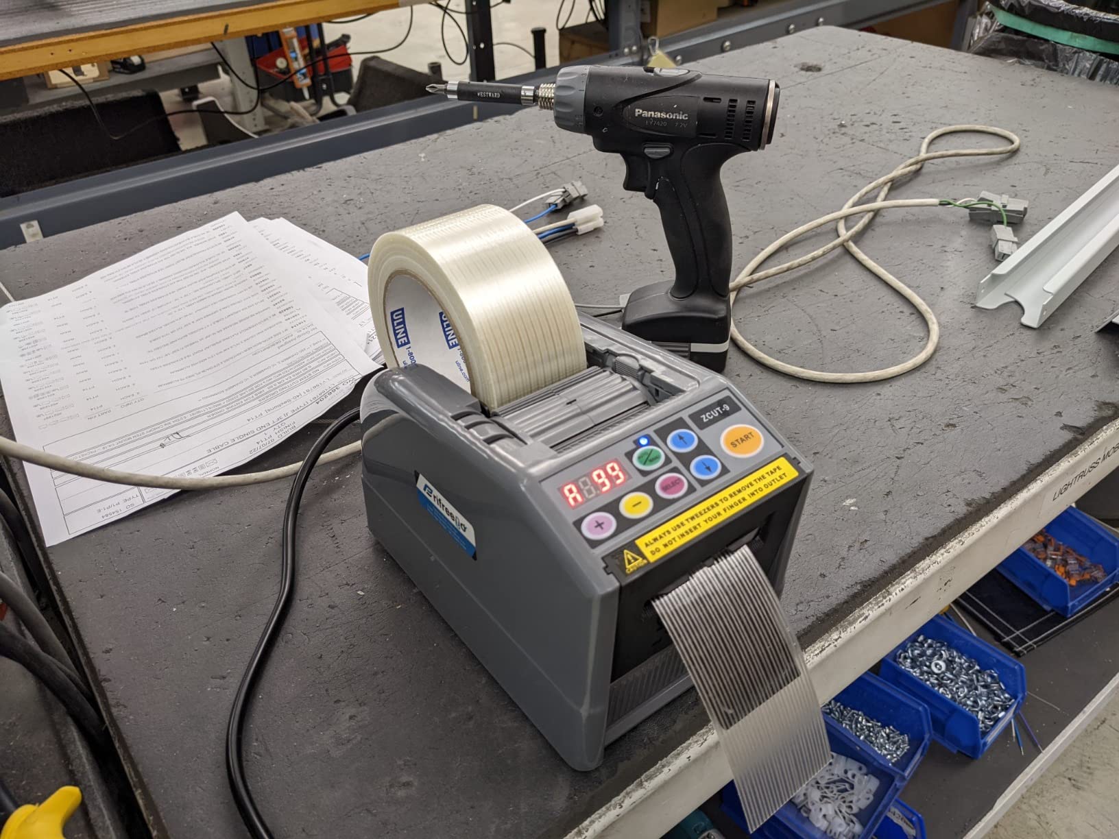Automatic Tape Dispenser, Electric Ribbon Cutting Machine, Upgraded Silicone Wheel for 6-60mm Width Tape/Ribbon, Max. Cutting Length 999mm, 110V, Unsuitable for Elastic Ribbons customer photo 1