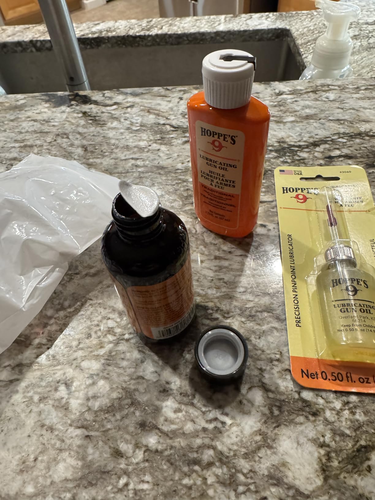 Gun Cleaning Kit with Oil and Cleaner - Bore Cleaner Solvent + Lubricating Oil, 50 Patches, Precision Needle Oiler - 9mm .40 .44 .45 Caliber customer photo 1