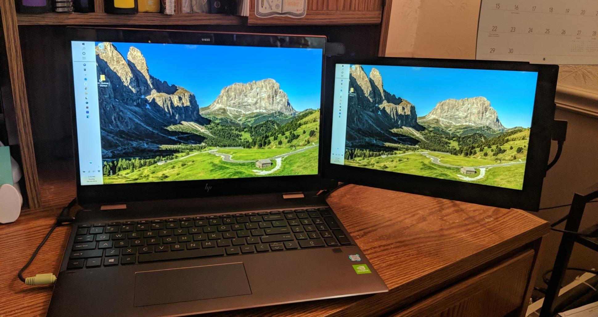 Mobile Pixels Duex Max Portable Monitor, The On-The-Go Dual-Screen Laptop Monitor, 14.1
