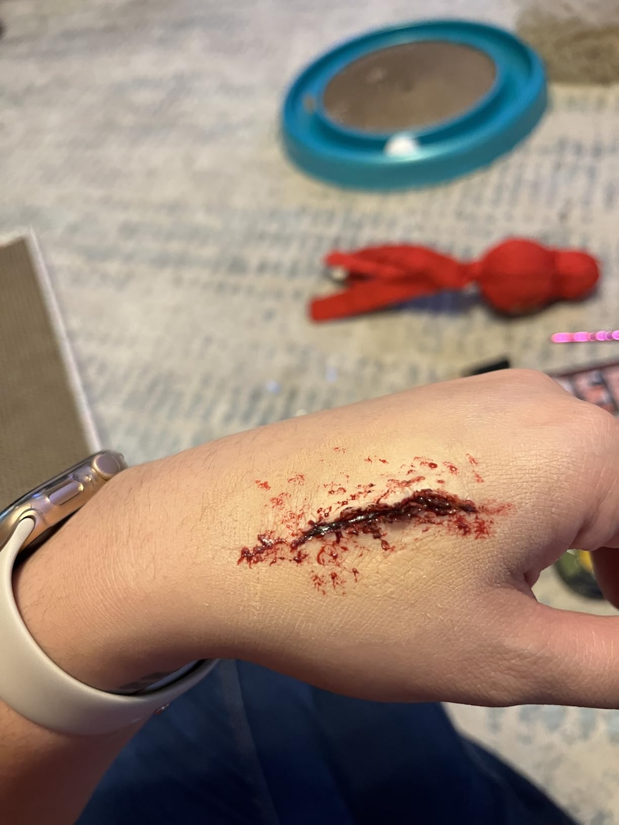 CHASPA Halloween Liquid Latex Special Effects SFX Makeup Kit - Scar Wax + 2 Btl Liquid Latex + 2 Btl Fake Blood + Spatula Tool + Stipple Sponges + Makeup Sponges + Cotton Swabs customer photo 2