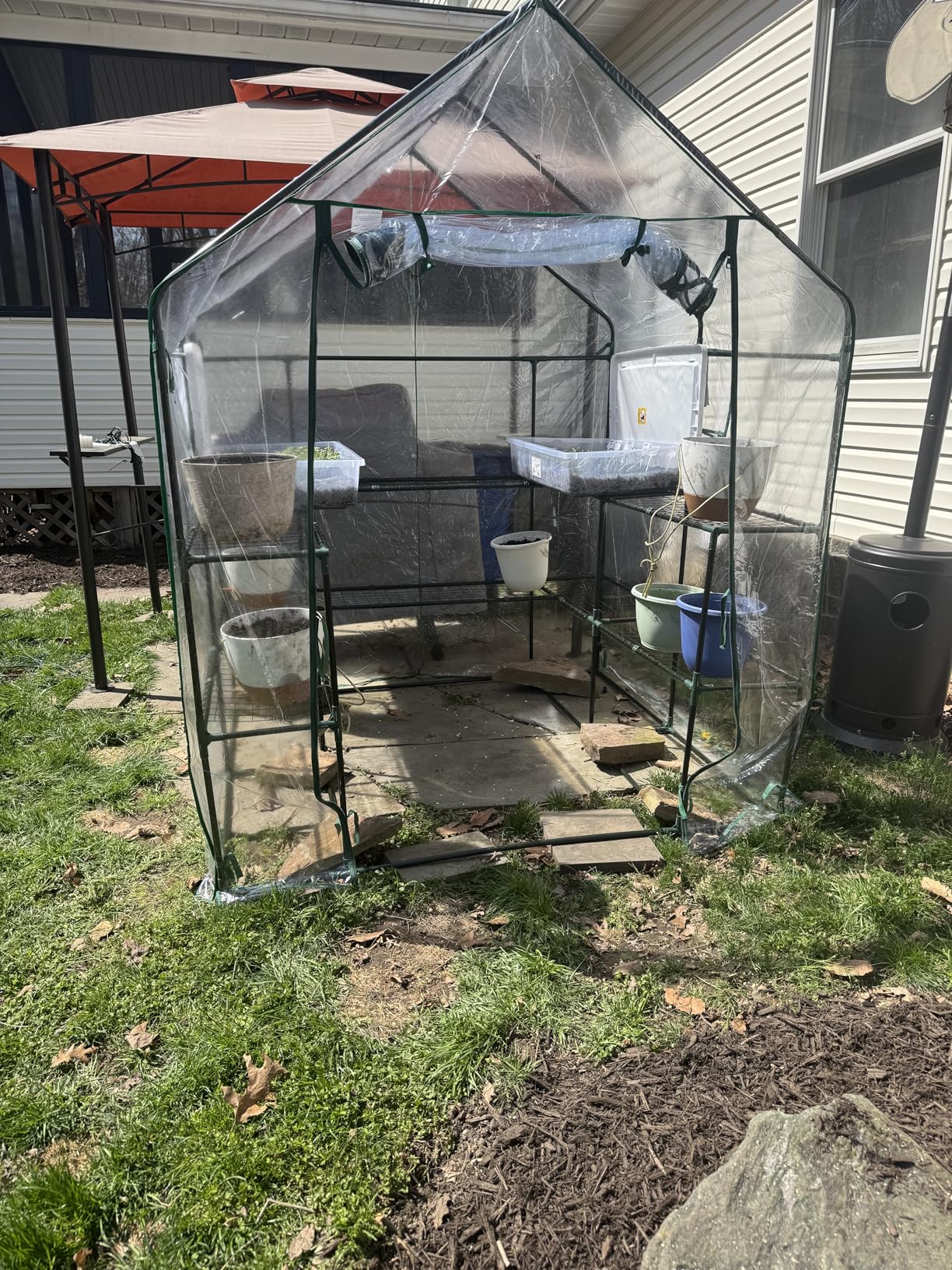 SUNGIFT Walk-in Greenhouse for Outdoors, 57x61x80 Inch Large Greenhouse, 3 Tiers 10 Shelves with Observation Windows Roll-up Door customer photo 1