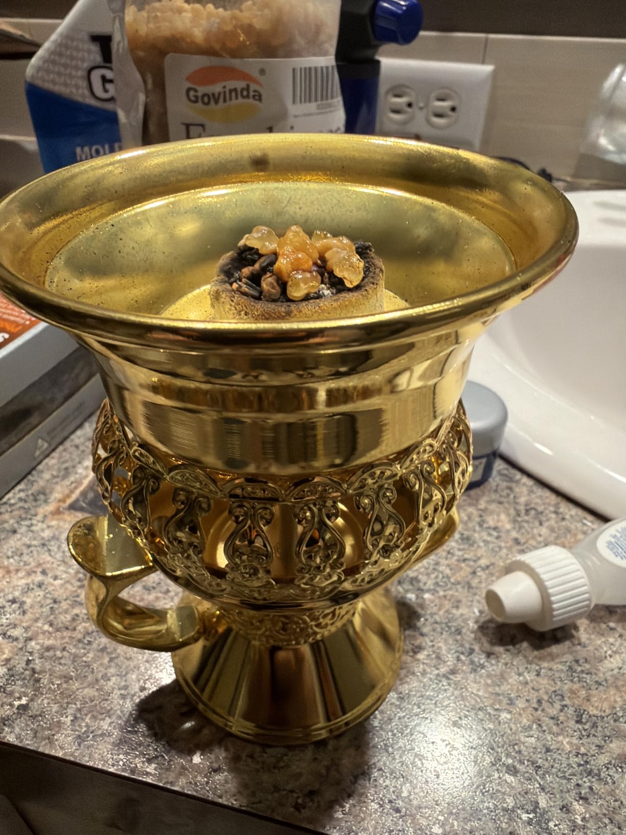 Frankincense Resin Incense Burner, Incense Censer, Bakhoor Burner, Charcoal Incense Burner, Incense Burner with Handle Tongs for Yoga, Spa Aromatherapy customer photo 1