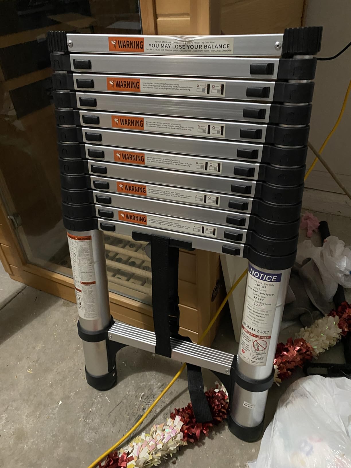 SocTone 12.5 FT Aluminum Telescoping Extension Ladder, 250lbs, Multi-Purpose customer photo 1
