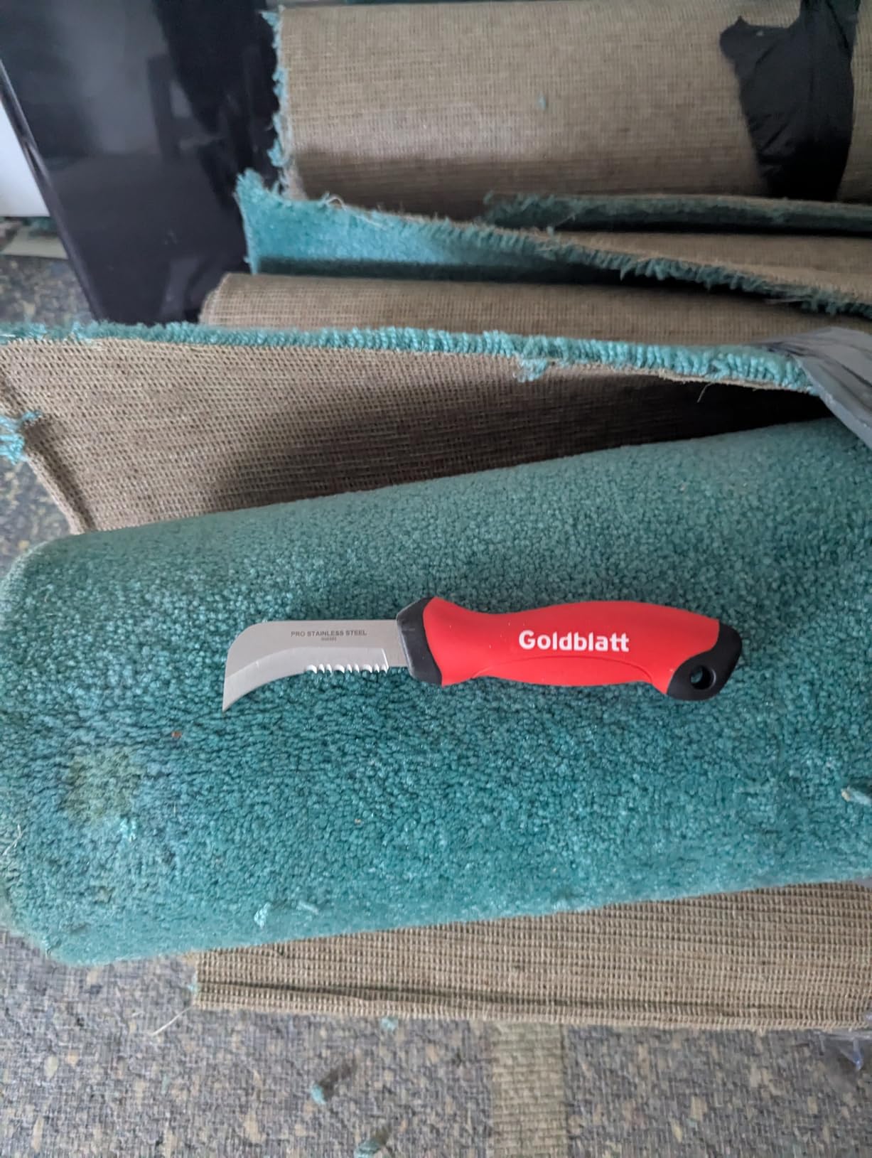 Goldblatt Stainless Steel Roofing & Flooring Knife - Linoleum Cutter with Soft-Grip Handle, Hook Knife for Carpet, Turf customer photo 2