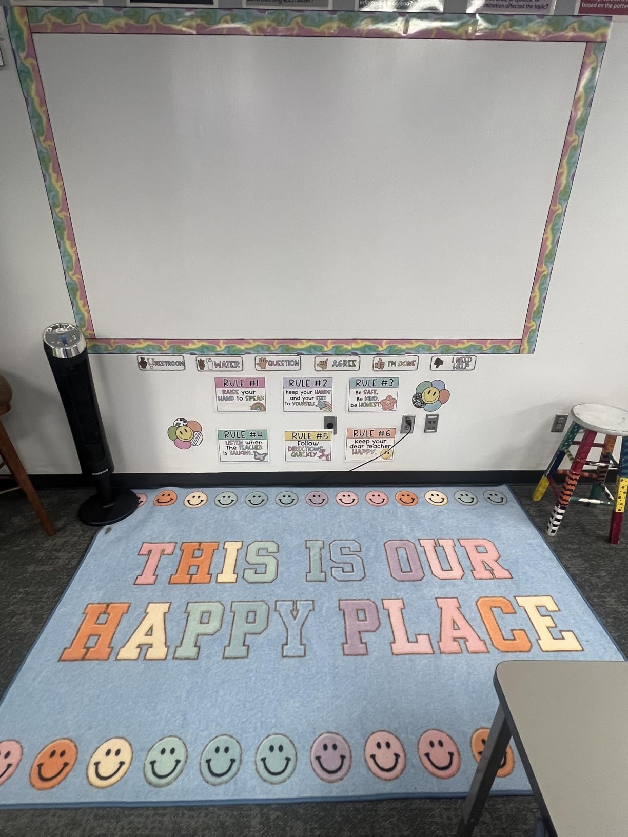 Flagship Carpets Know Your ABCs Educational Oval Area Rug for Preschool Kindergarten Alphabet Learning at Circle Time in the Classroom, Kids Room or Playroom, 6' x 8'4