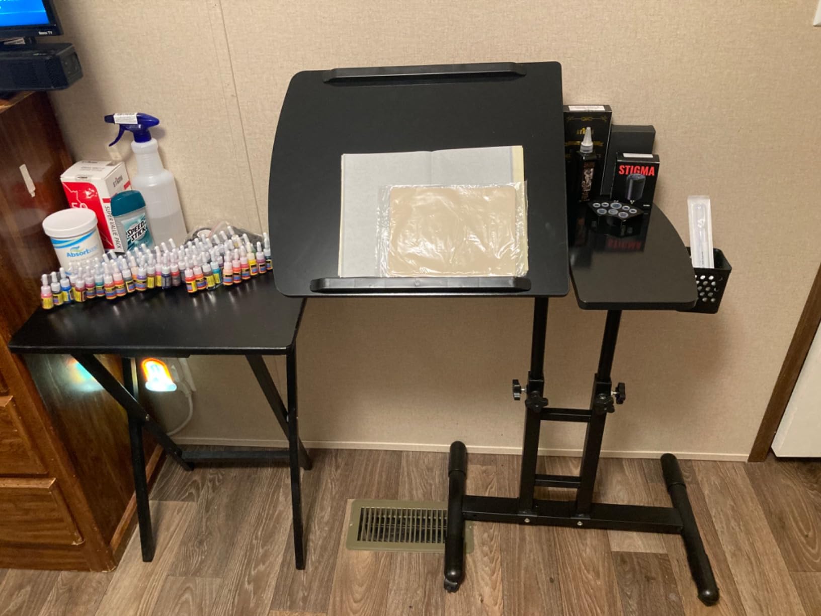 Tattoo Workstation Tattoo Table Station - Portable Mobile Tattoo Station for Tattoo Studio Artist, with Universal Wheels, Height Adjustable customer photo 1