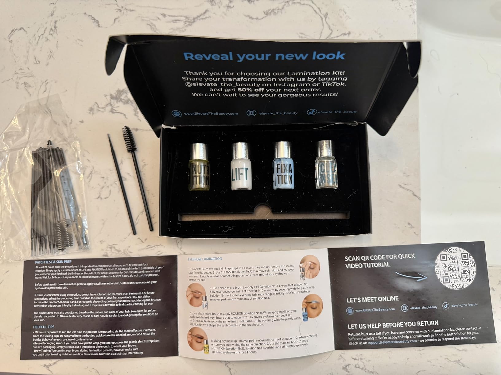 Elevate the Beauty At Home Brow Lamination Kit | Eyebrow Lamination Kit for DIY Use | Long-Lasting Brow Lift Results for Fuller, Defined Brows | Easy 4-Step System with Tools & Video Guide Included customer photo 1