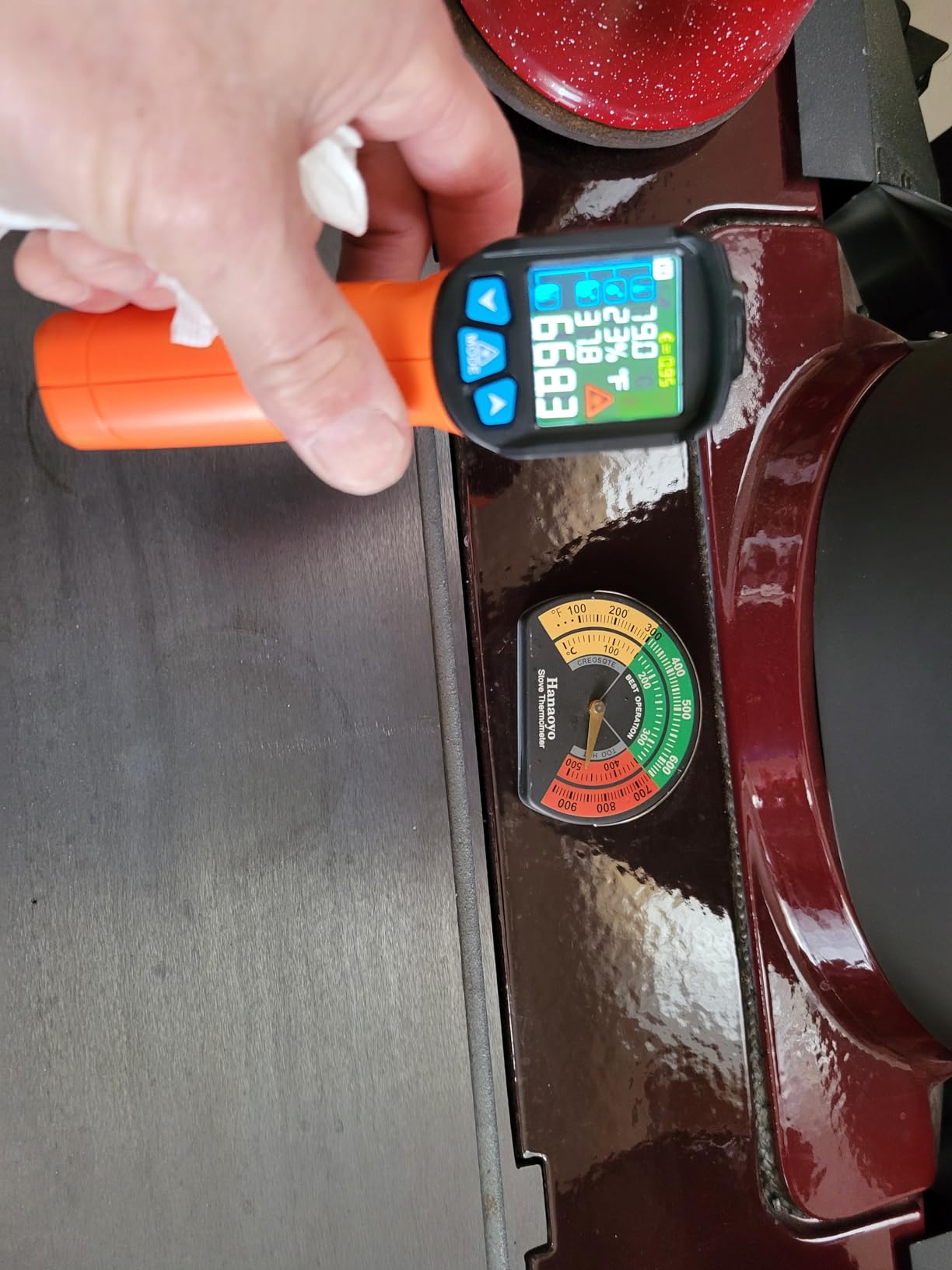 Infrared Thermometer Gun, Non Contact Digital Laser Thermometer Temperature Gun with Color LCD for Cooking, Home Repairs, Humidity Measurement, Adjustable Emissivity -58°F to 1472°F(-50~800°C) customer photo 1