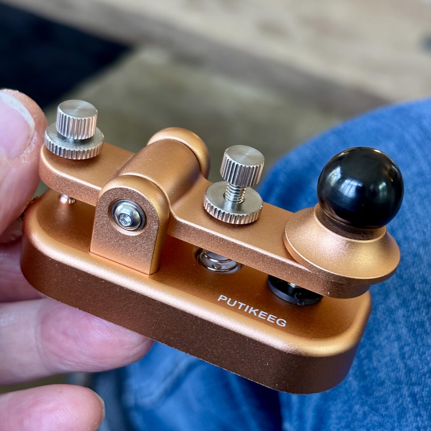 Mini Morse Radio Key CW HAM Send Telegram Double Paddle Morse Code Key with Aluminum Alloy Body Base Blue customer photo 2
