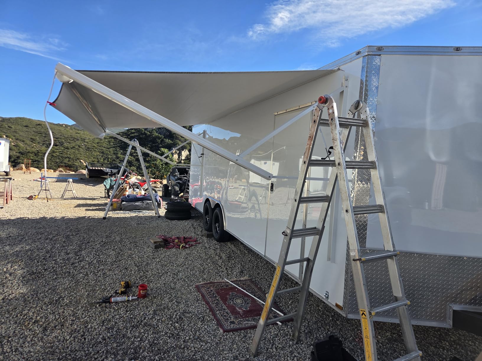 YESCAMP Motorized RV Awning Complete Kit Retractable Electric Camper Awning for RV,Trailers,5th Wheel,Toy Haulers,Motohome RV Trailer Awning for Camper or Home(10Ft,Black Frame,Black Fade) customer photo 2