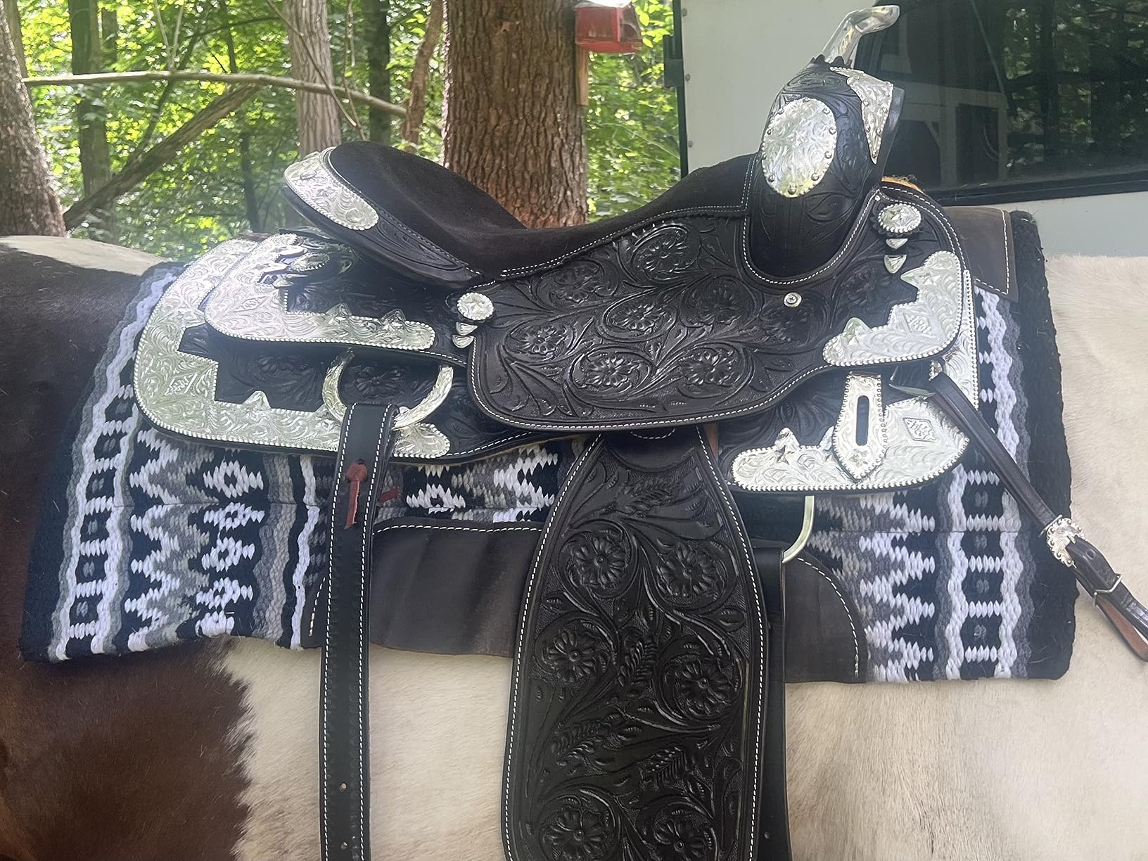 Western Saddle Fully Decorative Silver Show Outfit with Headstall & Breast Collar customer photo 1
