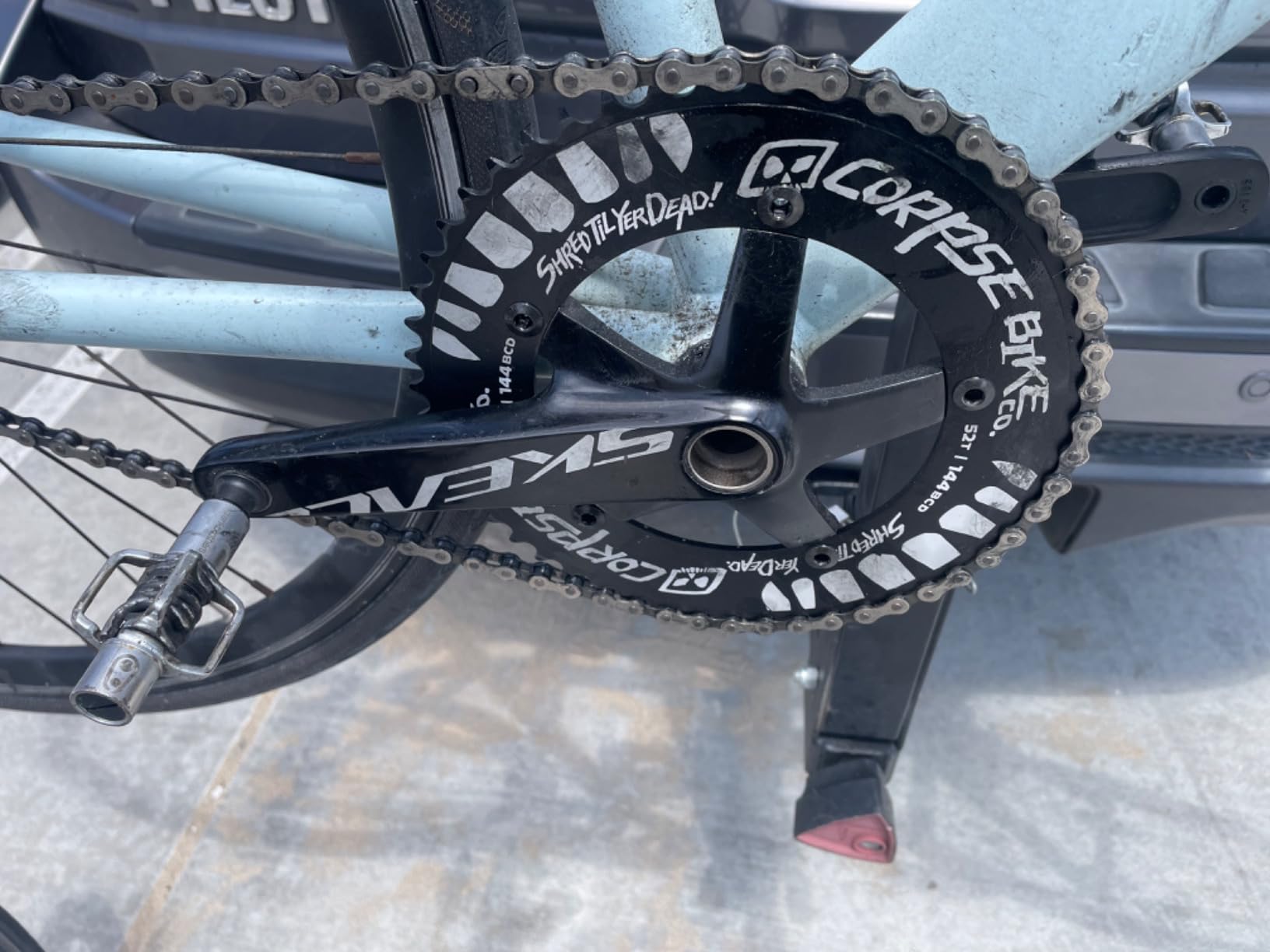 BOLANY 165mm Bike Cranksets 144BCD Lightweight Aluminium Alloy Single Speed Round Chainring Fit for Track Bicycle Fixed Gear Bike Crankset with Bottom (48T/49T) customer photo 1