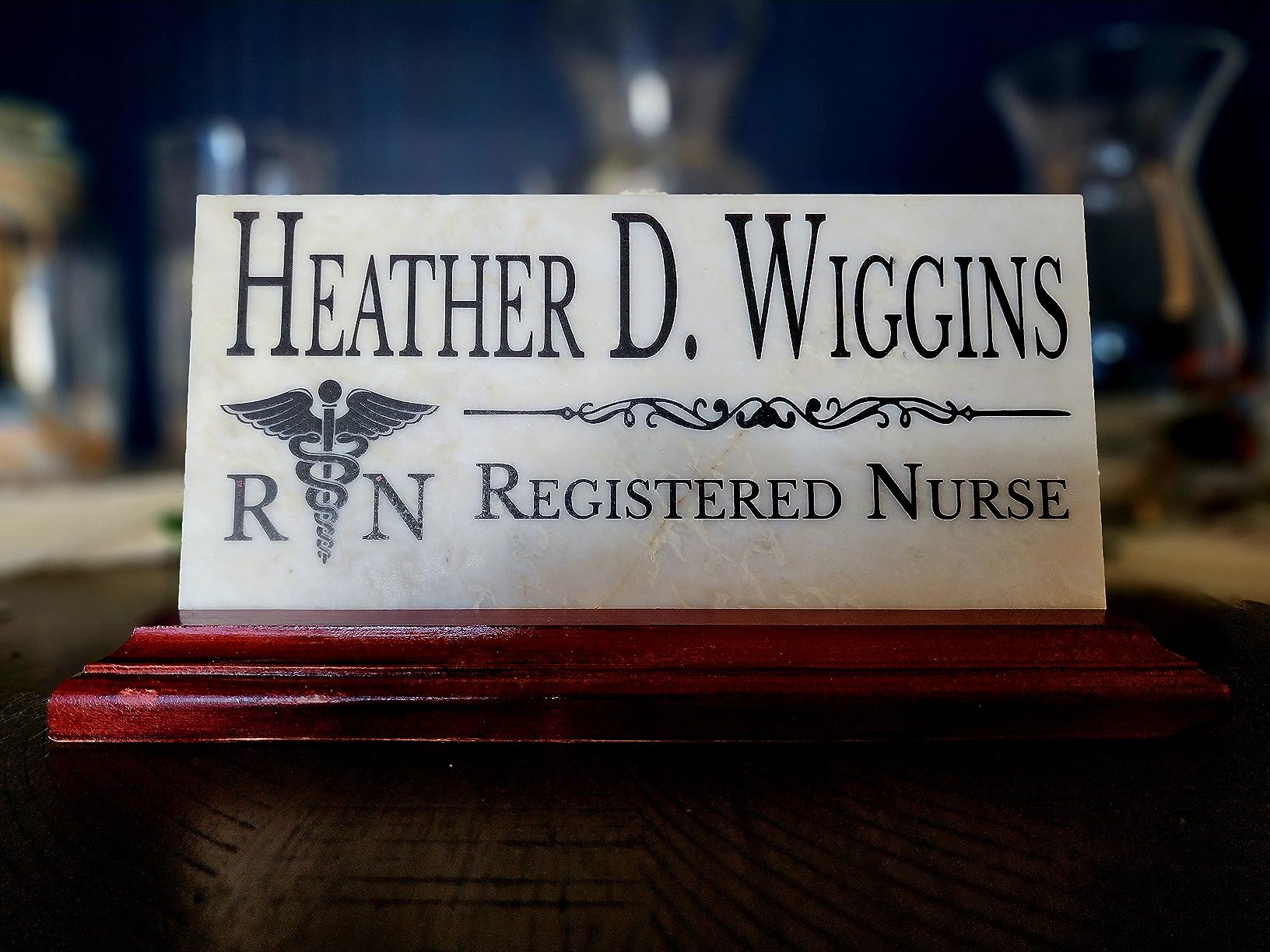 Attorney Desk Name Plate Gift Custom Personalized Office Nameplate for Lawyers - for Desk Or Shelf - Solid Marble customer photo 1