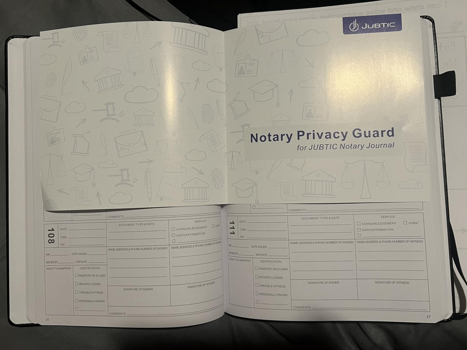 JUBTIC Notary Journal Log Book - A4 Hardcover Notary Public Journal of Notarial Acts - Big Notary Supplies with Privacy Guard - 474 Record Entries, 160 Numbered Pages, 8.5