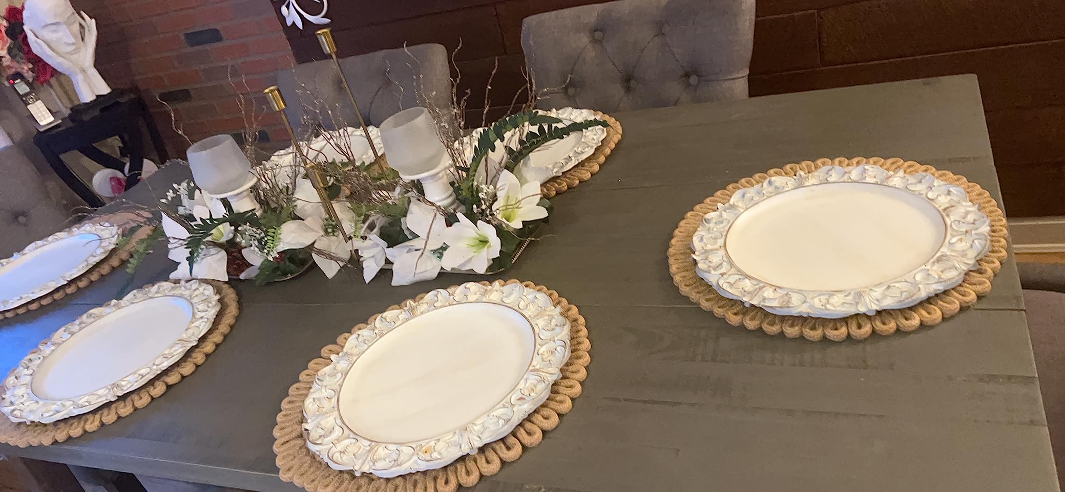 Gifturbo Antique White Charger Plates, 13