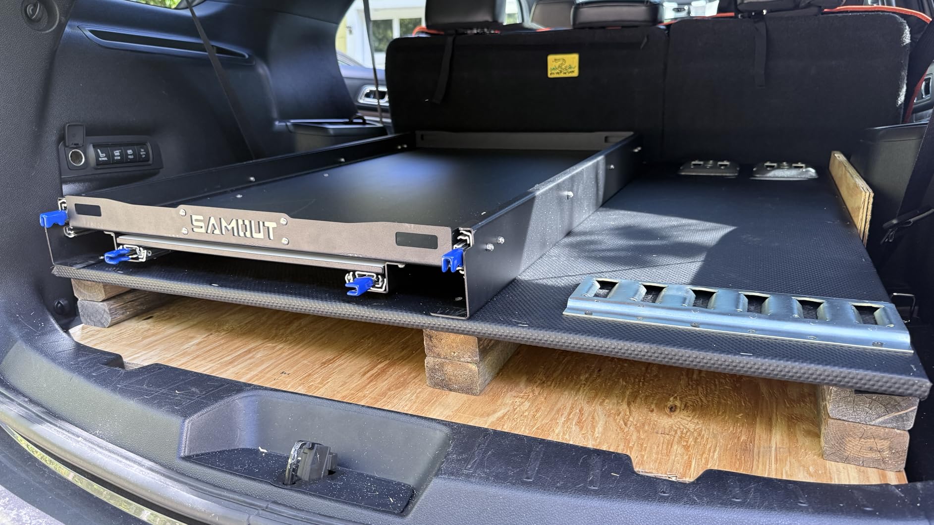 SAMOUT Fridge Slide with Chopping Board, Inner 39.2 x 22.4in, Vehicle Refrigerator Slider with 4 Buckle Straps, Max 287 LBS, 3rd Gen customer photo 2