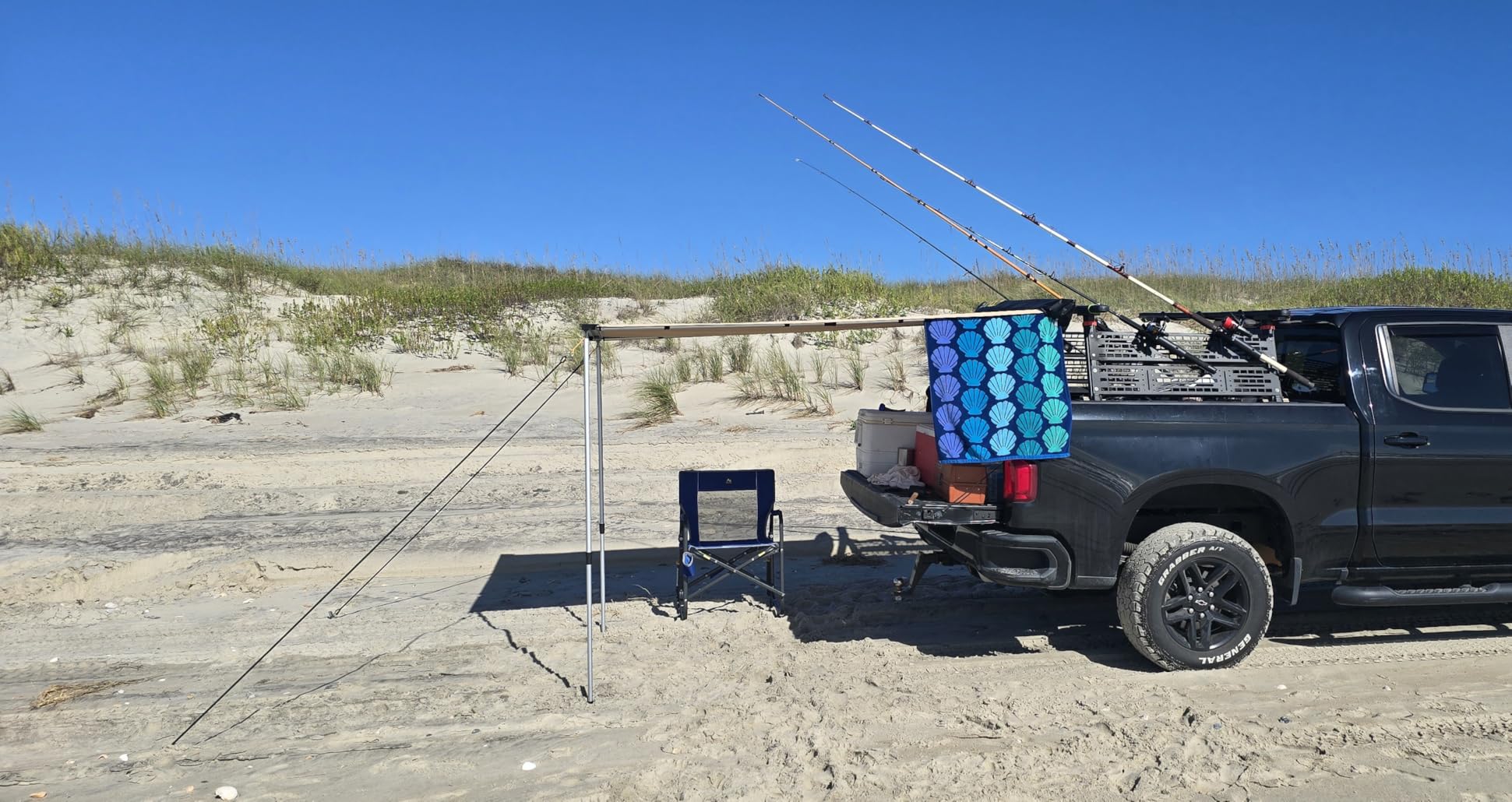 SAMOUT Vehicle Awning, 6.6ft x 10ft, Rooftop Pullout Ripstop UPF50+ Side Awning, Reinforced Hinges & Poles for Jeep/SUV/Truck/Van customer photo 1