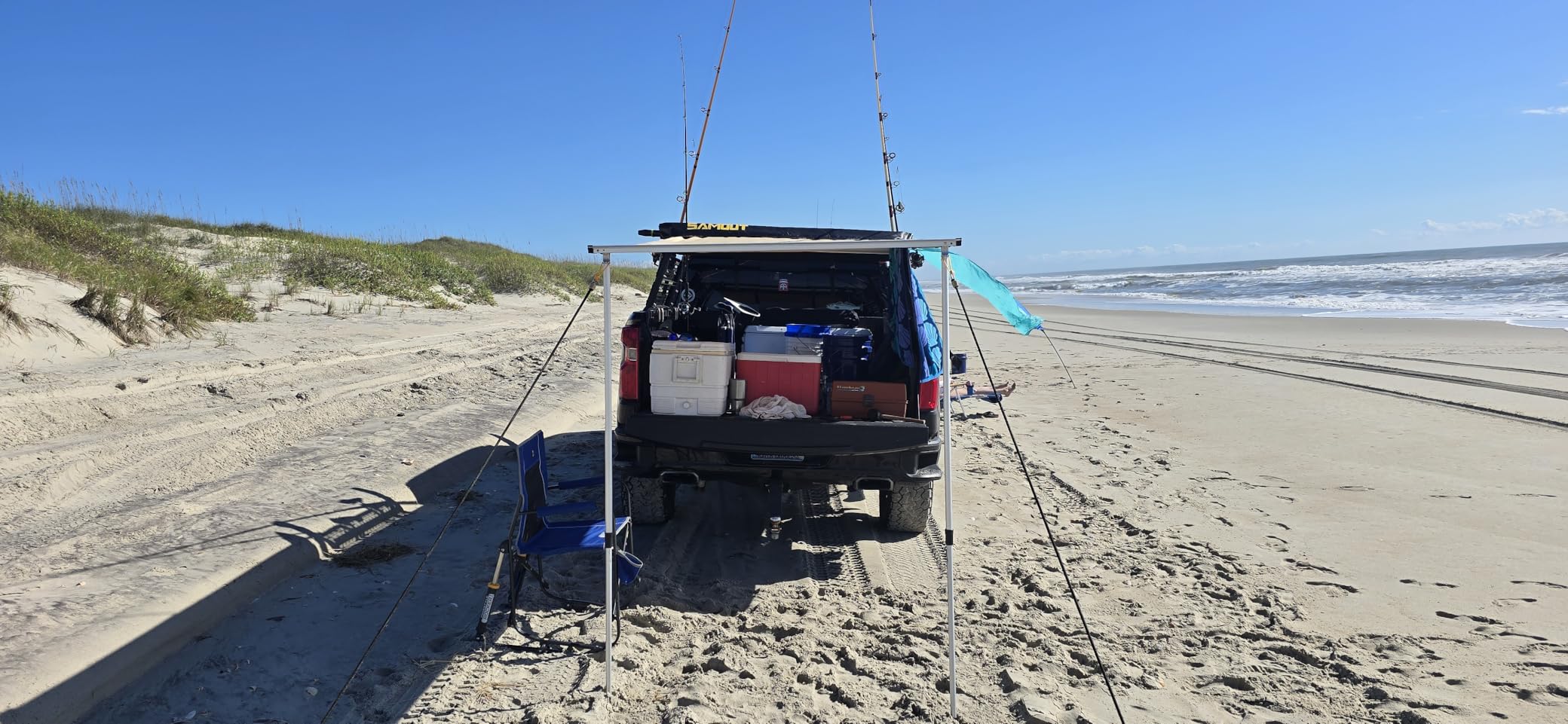 SAMOUT Vehicle Awning, 6.6ft x 10ft, Rooftop Pullout Ripstop UPF50+ Side Awning, Reinforced Hinges & Poles for Jeep/SUV/Truck/Van customer photo 2