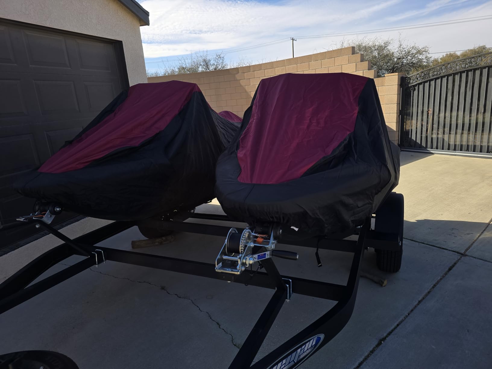 600D Jet Ski Cover - Trailerable Seadoo Cover, Waterproof Jetski Cover, PWC Cover Fits Seadoo, Yamaha, Kawasaki, Jet Ski Watercraft Cover Fits from 103