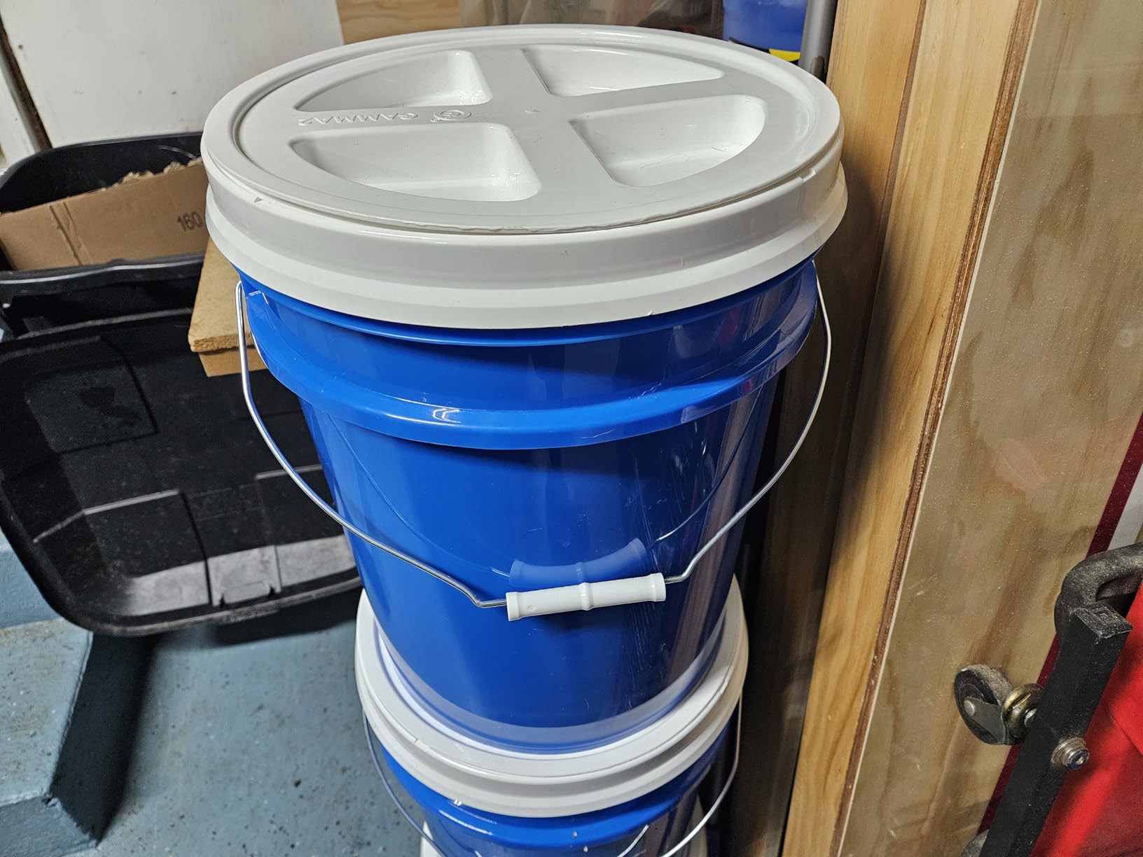 ePackageSupply 5 Gallon Bucket - Food Grade Bucket with Airtight Gamma Seal Screw-On Lid, BPA-Free, Heavy-Duty 90 Mil HDPE Plastic, Bulk Storage, Durable Container, Made in USA, White/Blue, 3 Packs customer photo 1